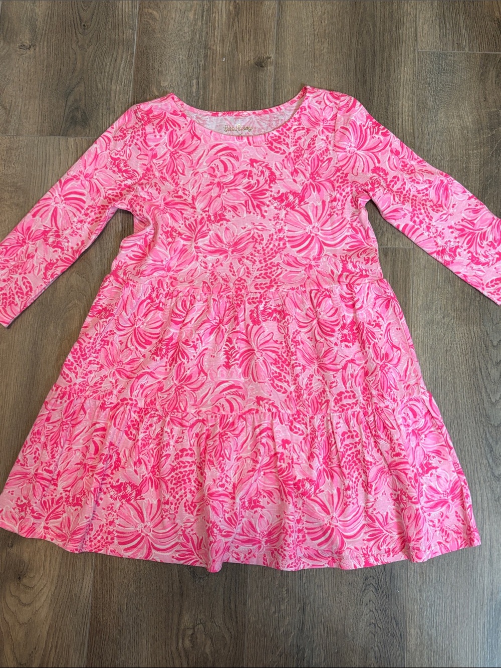 Lilly Pulitzer Pink Floral Tiered Long-Sleeve Dress
